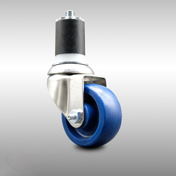 3 Inch 316SS Solid Polyurethane Wheel Swivel 1-7/8 Inch Expanding Stem Caster